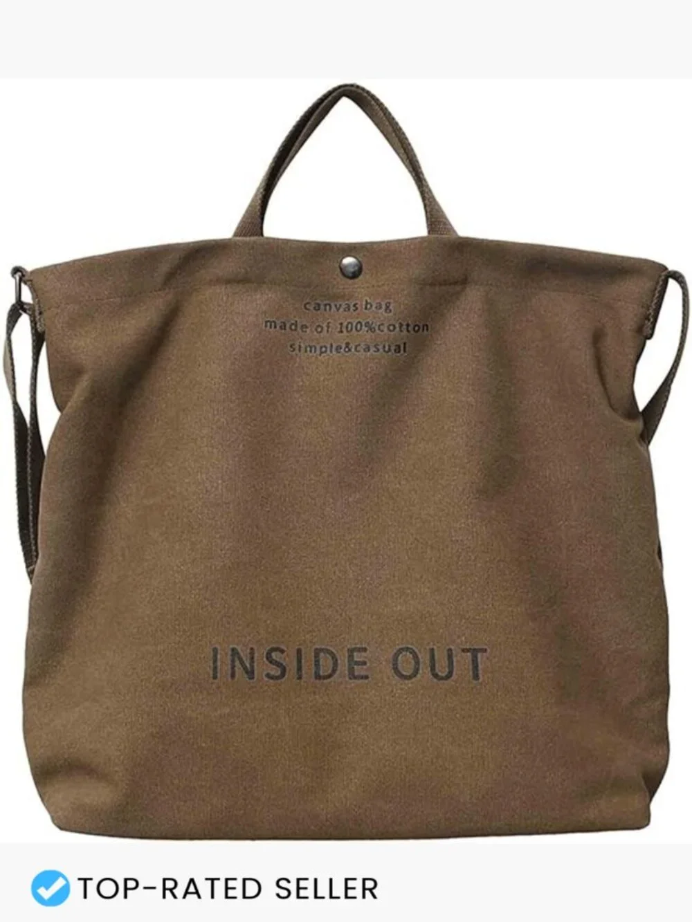 Large Canvas Tote Shoulder Bag Women Retro Work Shopping Sturdy Carryall